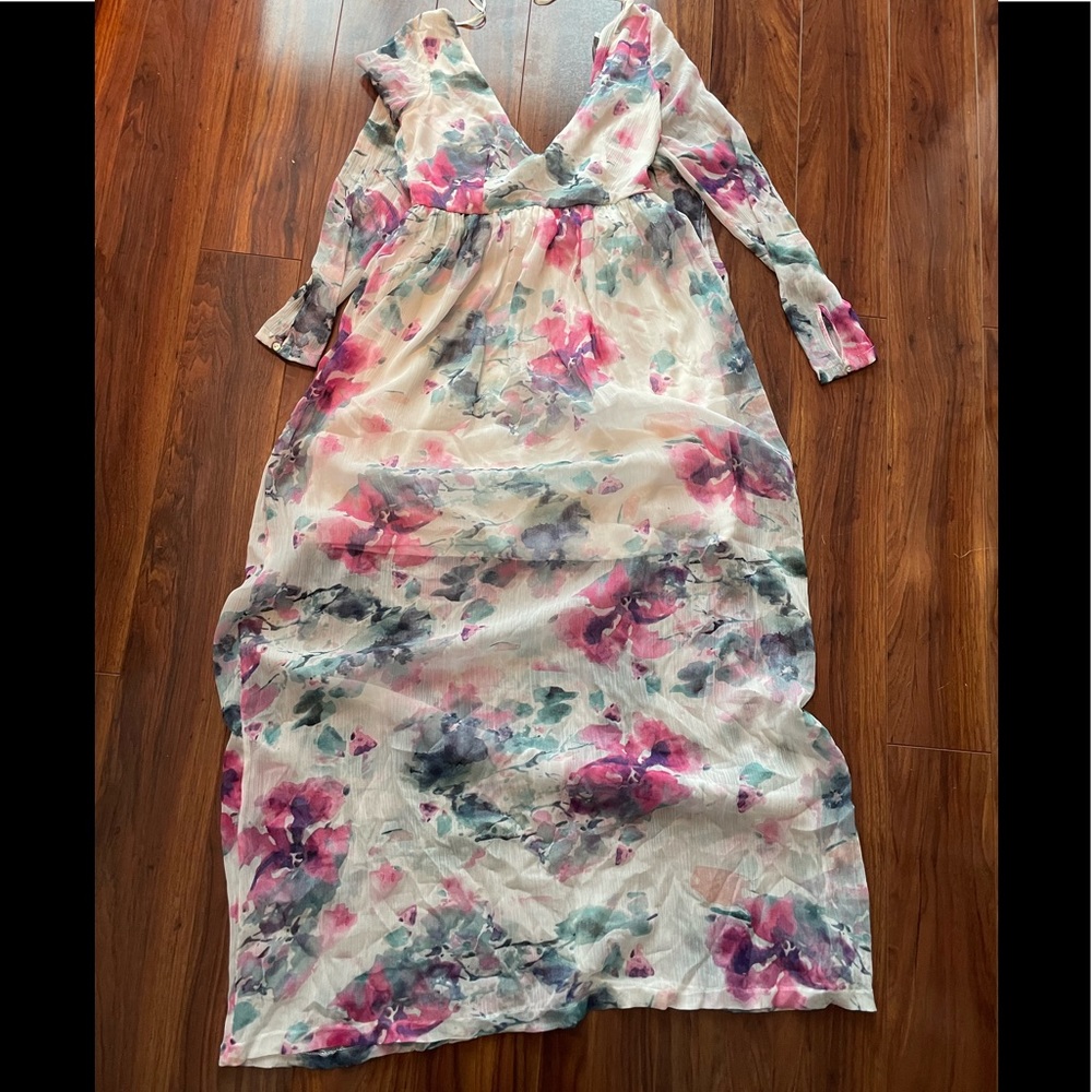 Zara Floral Printed Chiffon Maxi Dress